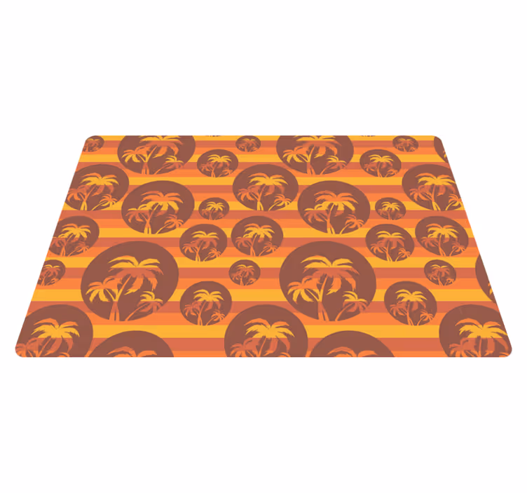 Vinyl tapijt geometrisch retro zonsondergang en palmen - TenStickers