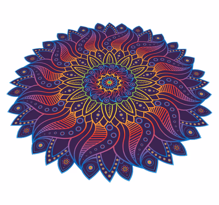 Vinyl tapijt geometrisch regenboog mandala - TenStickers