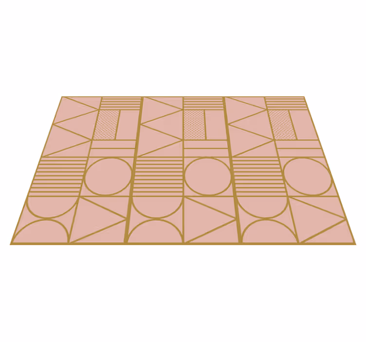 Vinyl tapijt geometrisch in goud en roze blokken - TenStickers