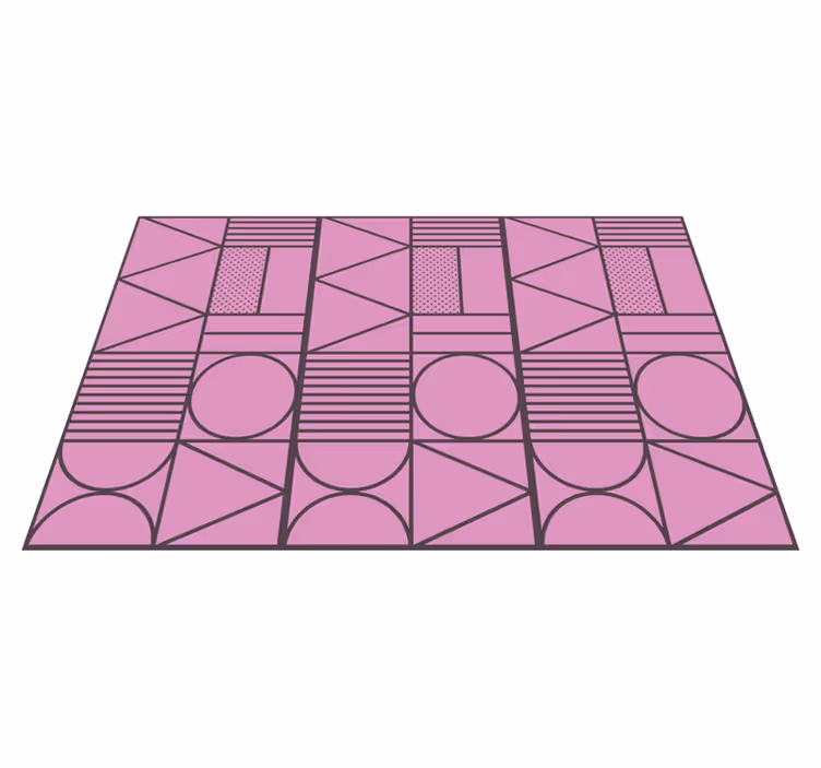 Vinyl tapijt geometrisch roze en grijs kleurblok - TenStickers