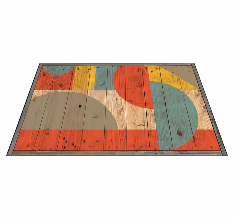 Vinyl tapijt geometrisch geometrie met hout - TenStickers