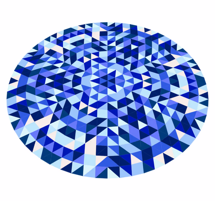Vinyl tapijt geometrisch cirkelvormig blauw patroon - TenStickers