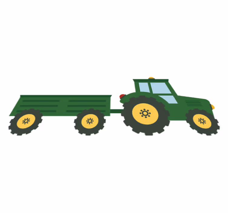 Vinyl tapijt kind groene tractor en wagen - TenStickers