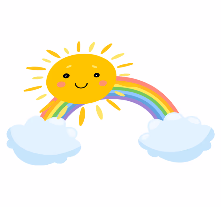 Vinyl tapijt kind lucht cartoon zon en regenboog - TenStickers