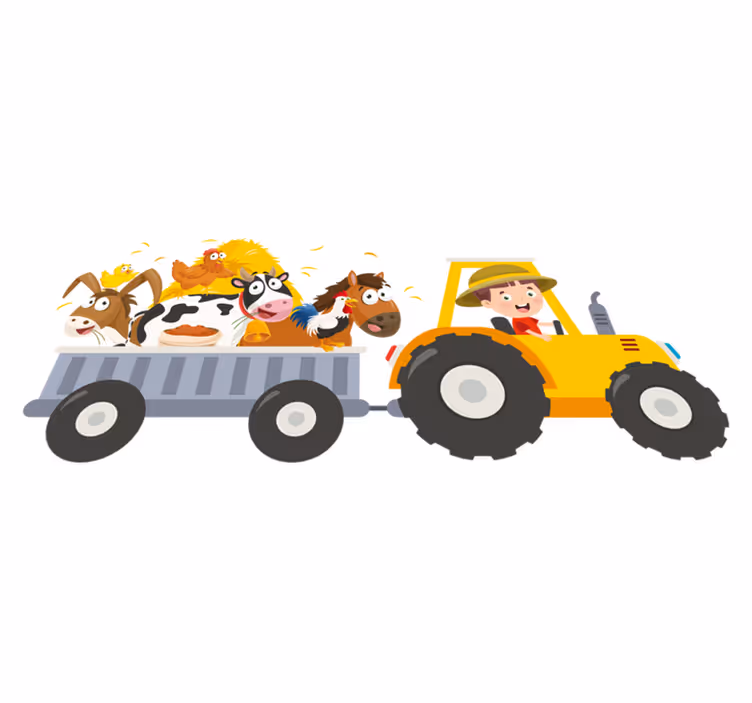 Vinyl tapijt kind boer met dieren - TenStickers