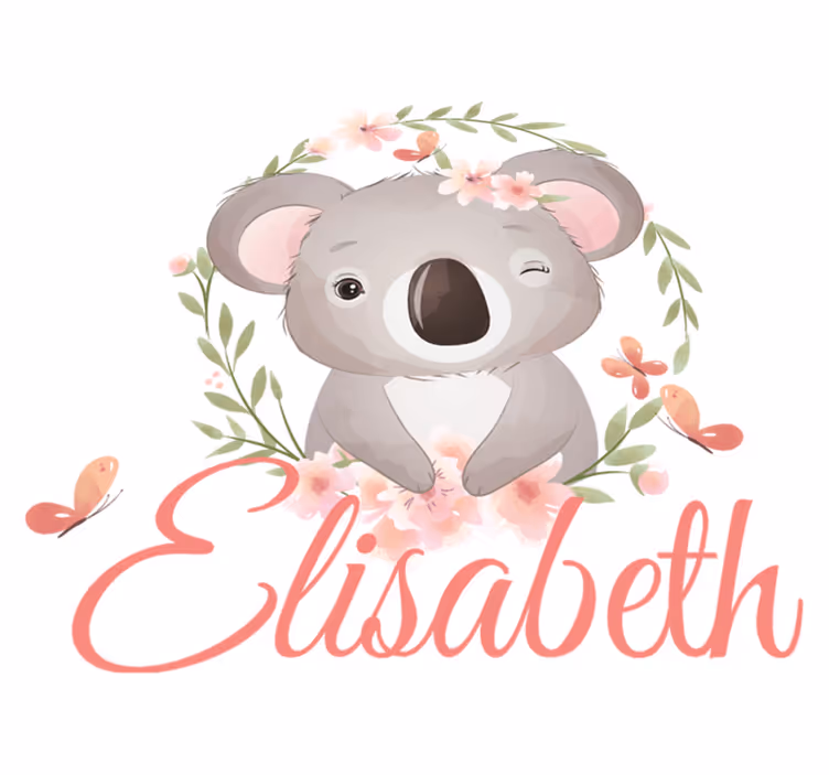 Vinyl tapijt kind schattige dieren koala met naam - TenStickers