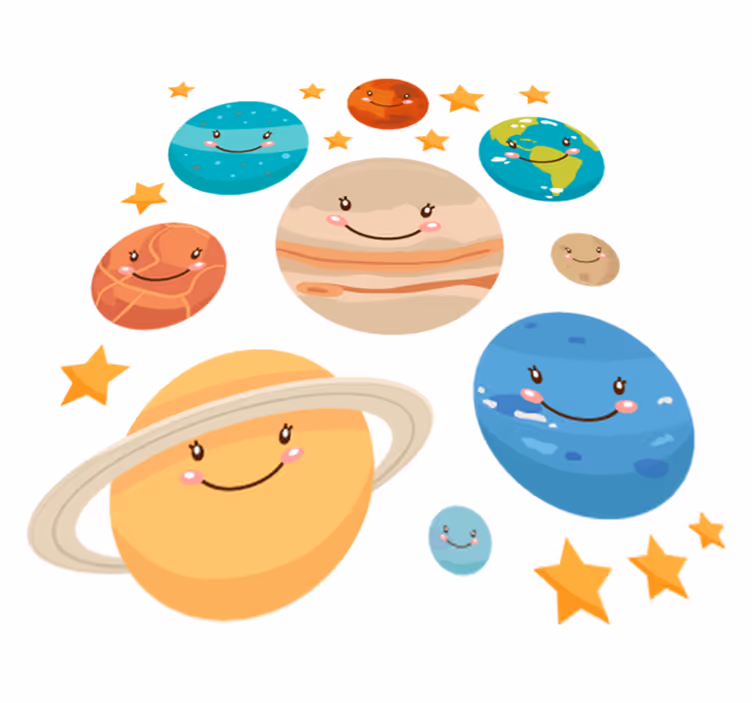 Vinyl tapijt kind sticker planeten zonnestelsel - TenStickers