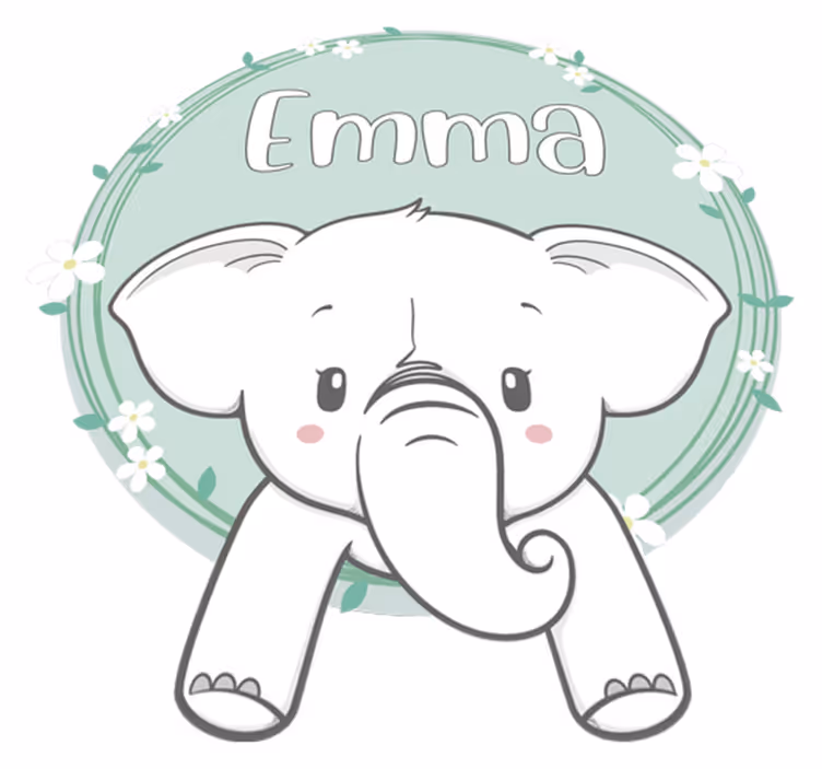 Vinyl tapijt kind olifant met naam - TenStickers