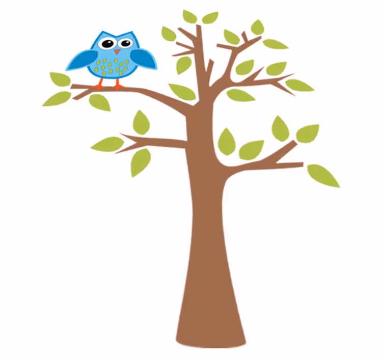 Vinyl tapijt kind boom met blauwe uil - TenStickers