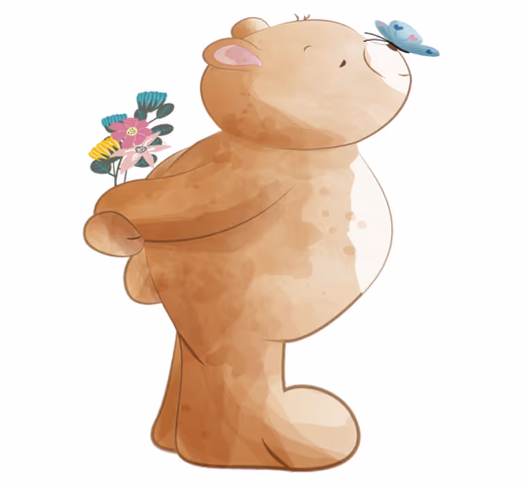 Vinyl tapijt kind met beren en vlinders sticker - TenStickers
