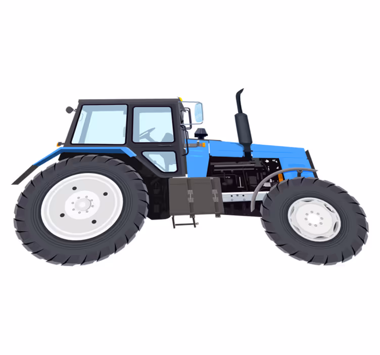 Vinyl tapijt kind blauwe moderne tractor - TenStickers