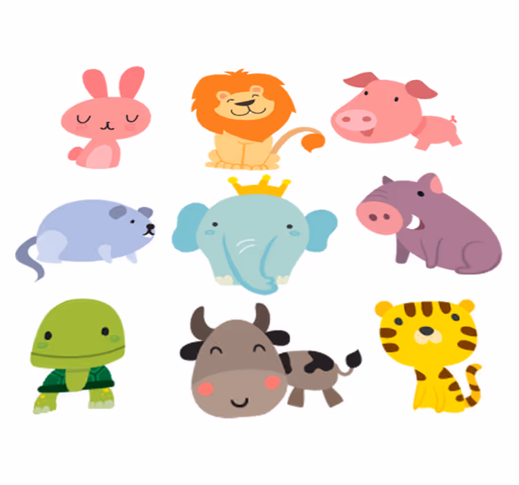 Vinyl tapijt kind met dierenstickers - TenStickers