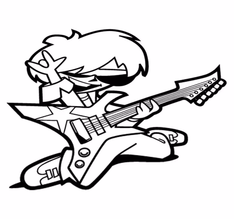 Vinyl tapijt kind tiener met gitaar - TenStickers