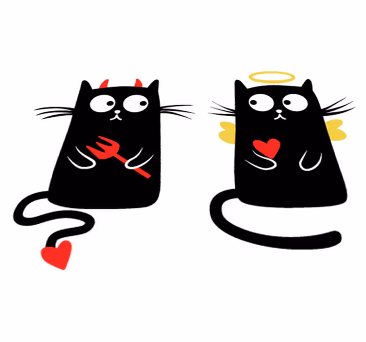Vinyl tapijt kind goede en slechte kat - TenStickers