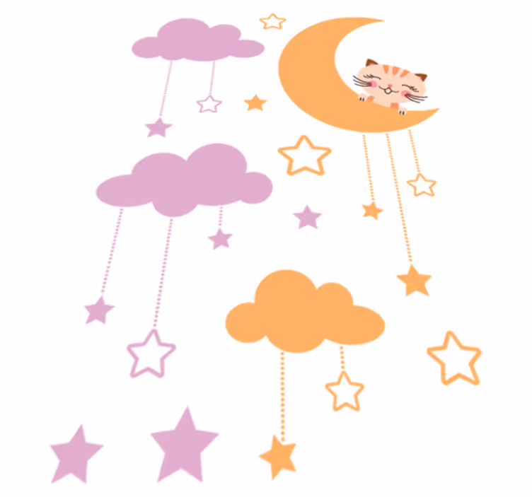 Vinyl tapijt kind met kattenmaantje sticker - TenStickers