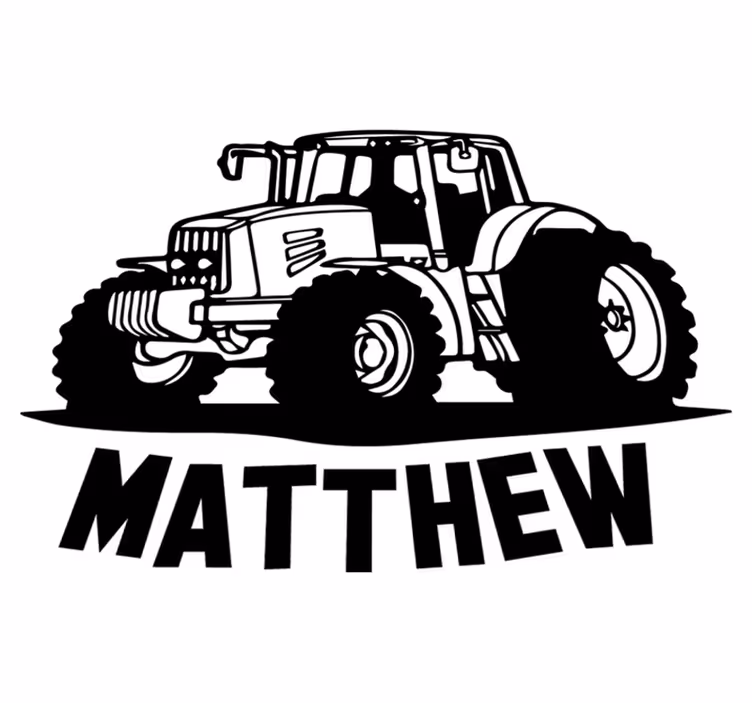 Vinyl tapijt kind silhouet van tractor met naam - TenStickers