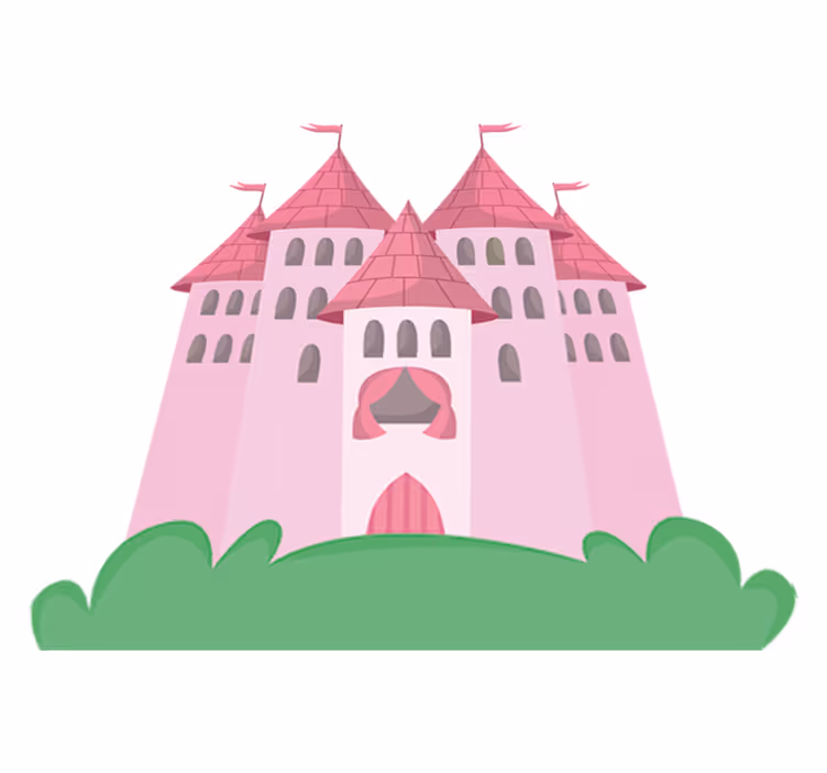 Vinyl tapijt kind kasteel roze - TenStickers