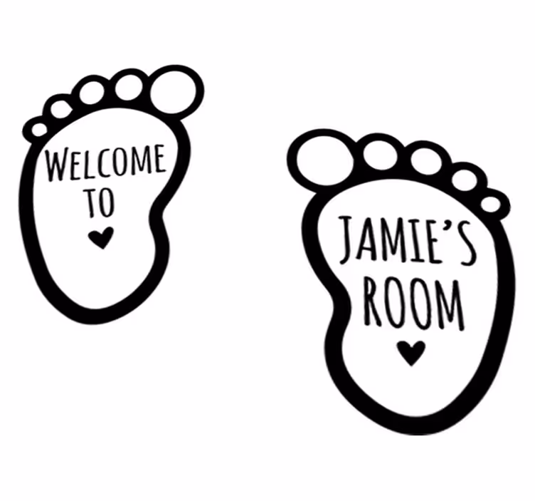 Vinyl tapijt kind met naam van baby's voetjes - TenStickers