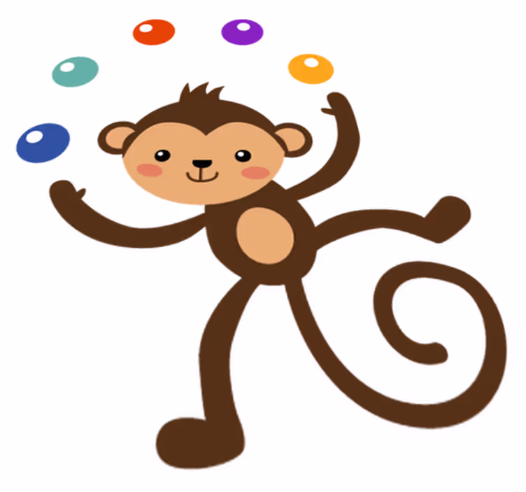 Vinyl tapijt kind juggling aap - TenStickers
