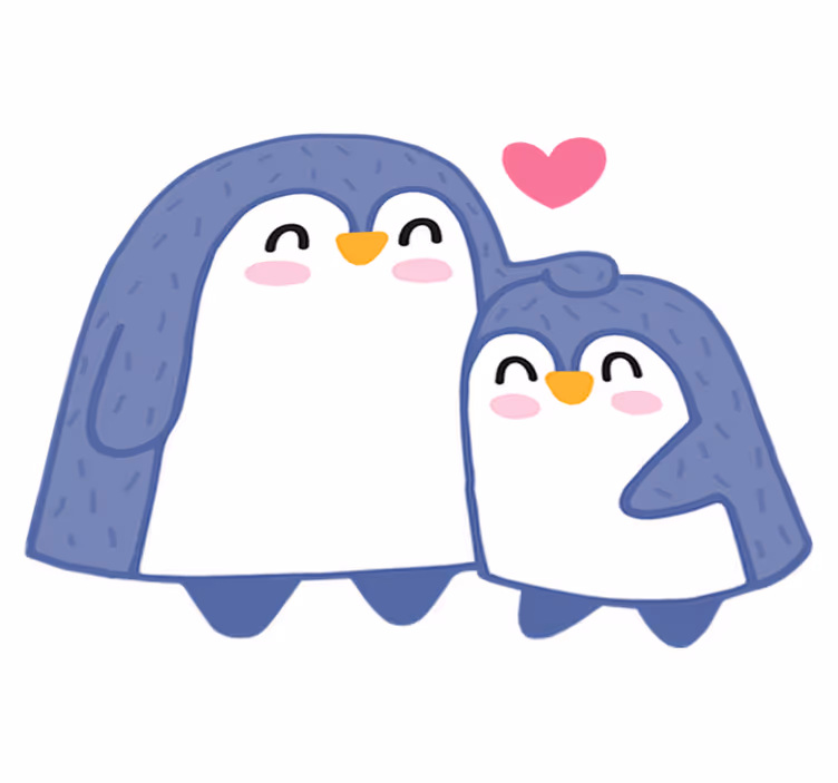 Vinyl tapijt kind mama en baby pinguïn - TenStickers