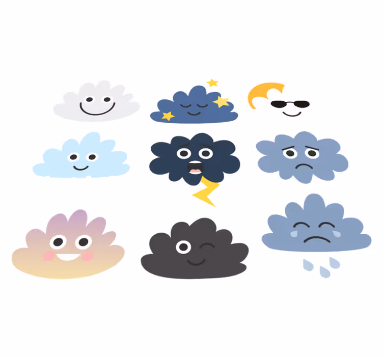 Vinyl tapijt kind wolken met gezichten - TenStickers