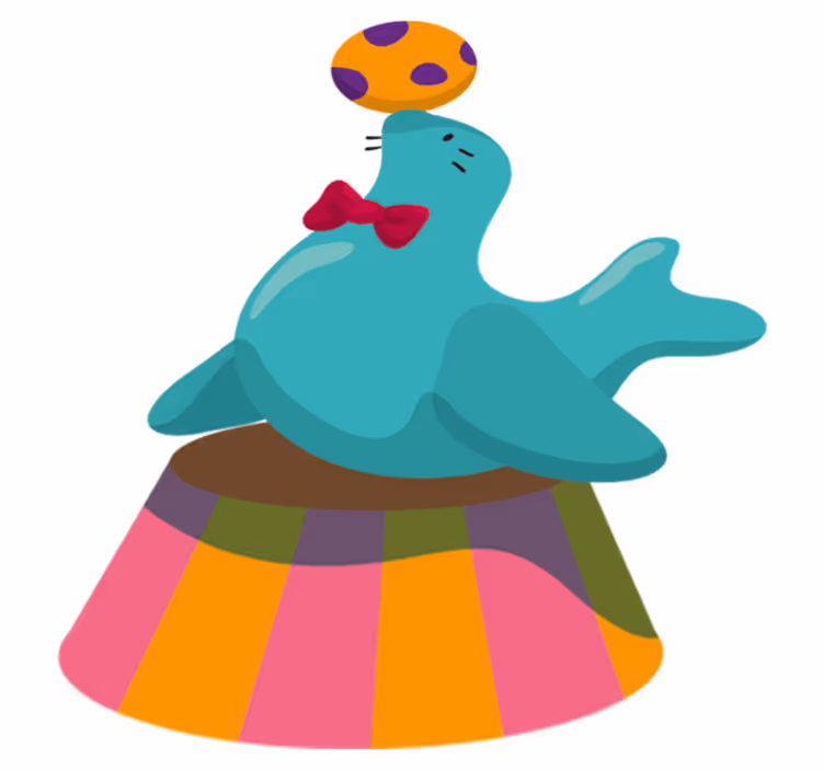 Vinyl tapijt kind circuszeehond met bal - TenStickers