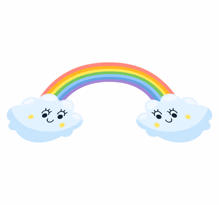 Vinyl tapijt kind schattige wolken regenboog naar elkaar - TenStickers