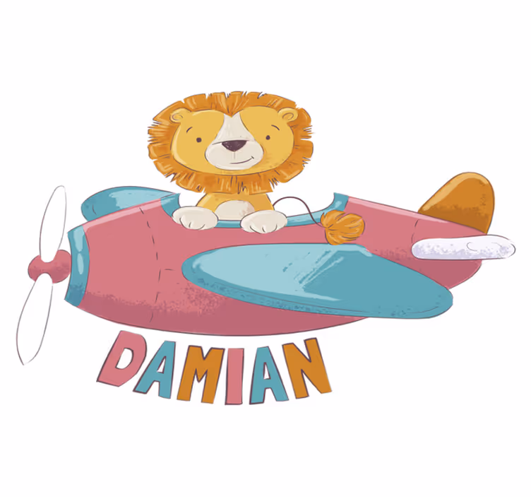 Vinyl tapijt kind leeuw met naam - TenStickers