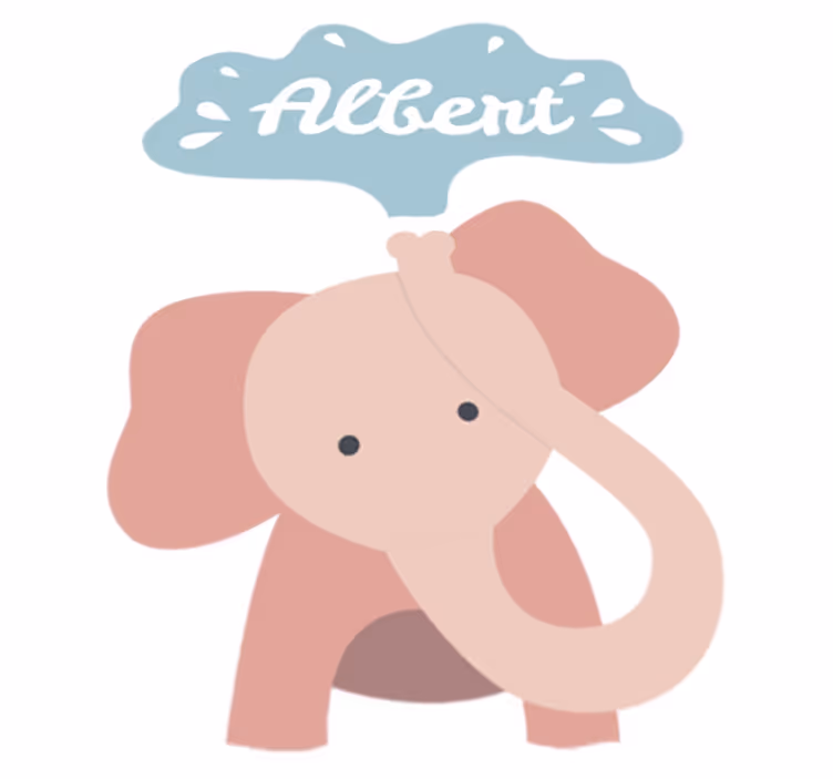 Vinyl tapijt kind baby olifant met naam - TenStickers