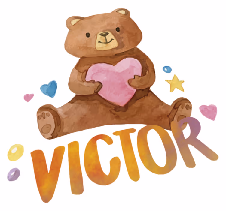Vinyl tapijt kind knuffelbeer met hart - TenStickers
