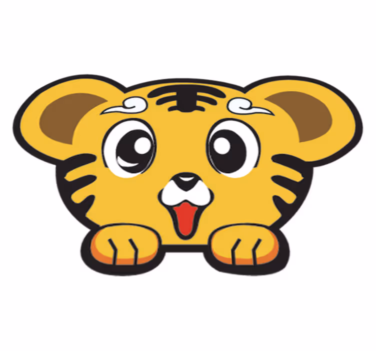 Vinyl tapijt kind baby blije tijger - TenStickers