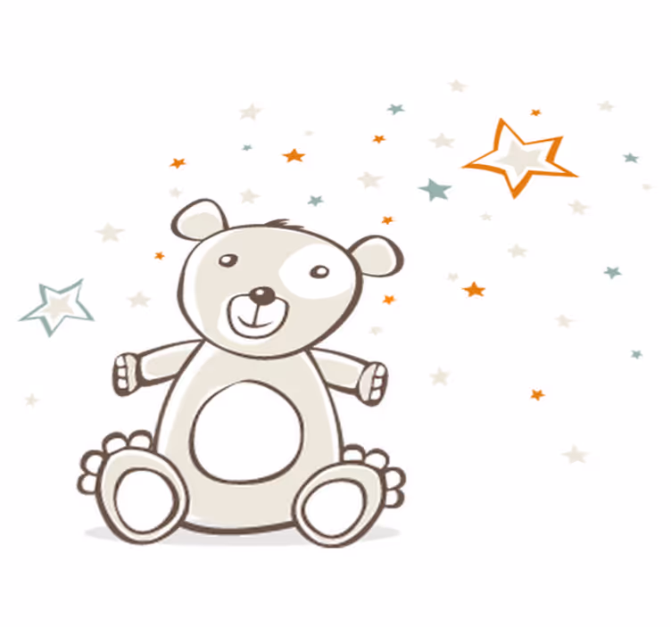 Vinyl tapijt kind teddybeer met sterren - TenStickers