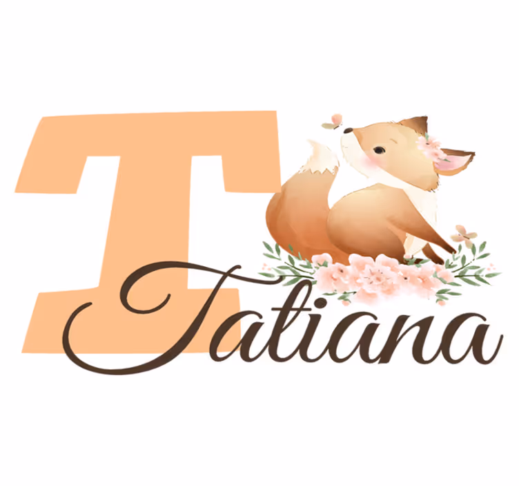 Vinyl tapijt kind schattige dieren vos met naam - TenStickers
