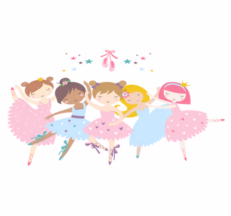 Vinyl tapijt kind ballet sterren kleurrijke illustratie - TenStickers
