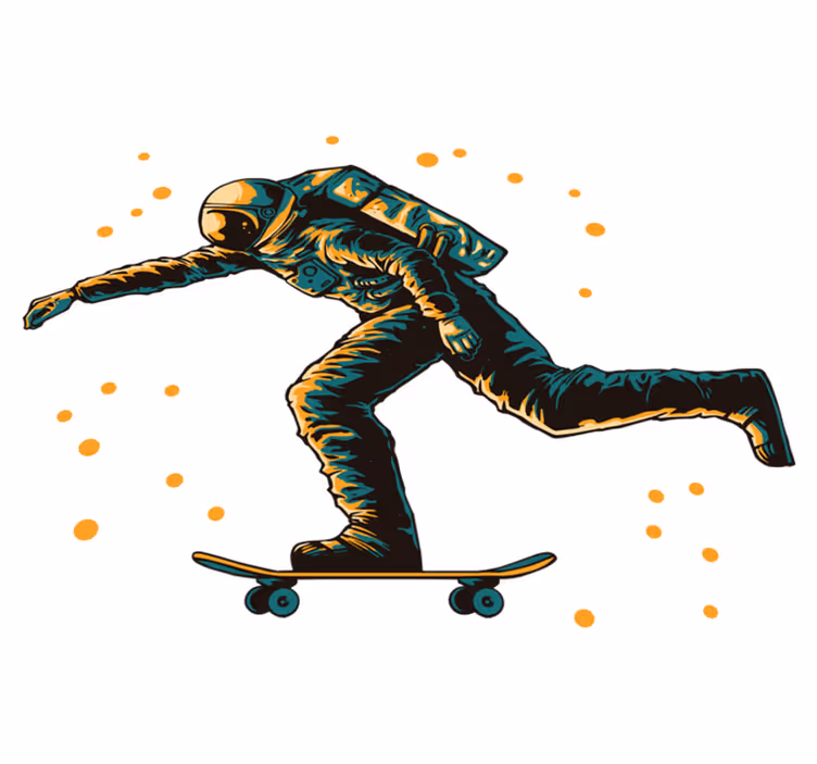 Vinyl tapijt kind astronaut skateboarden - TenStickers