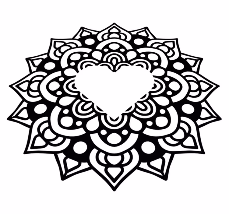 Vinyl tapijt slaapkamer mandala met hartvormig frame - TenStickers