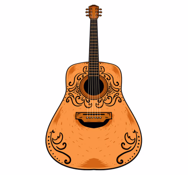 Vinyl tapijt slaapkamer met oranje gitaar - TenStickers