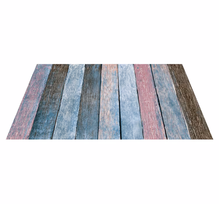 Vinyl tapijt slaapkamer rustieke kleurrijke houten planken - TenStickers