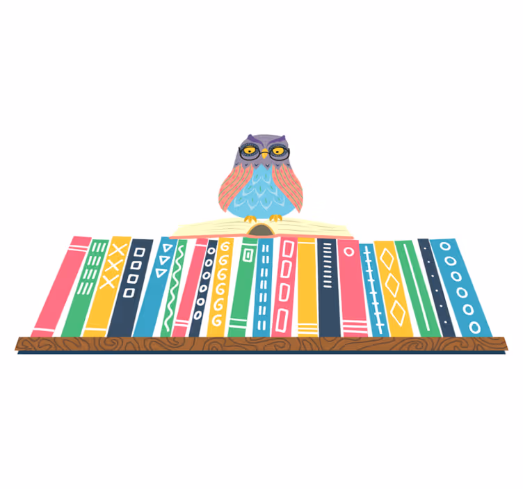 Vinyl tapijt slaapkamer cartoon uil met bril - TenStickers