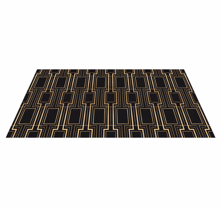 Vinyl tapijt slaapkamer gouden en zwarte deco patroon - TenStickers