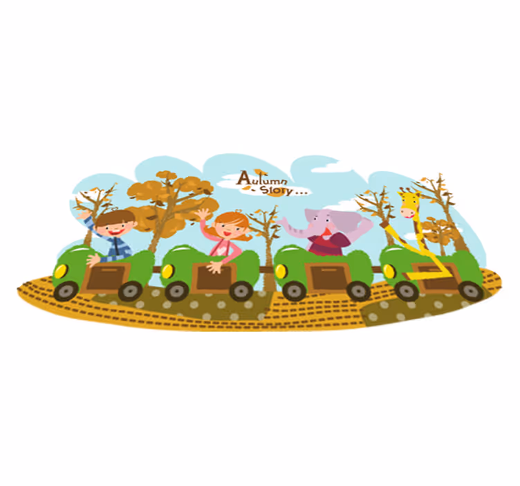 Vinyl tapijt kind train in de herfst - TenStickers
