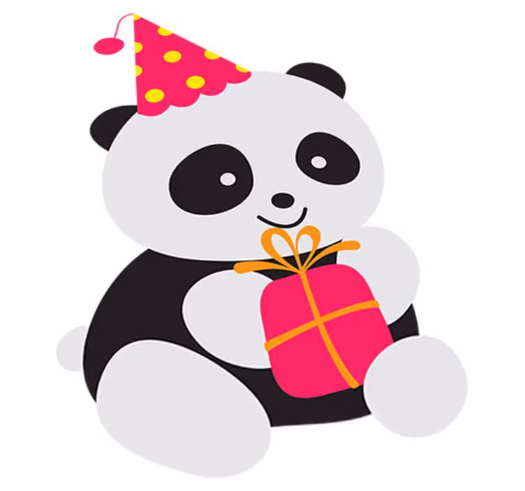Vinyl tapijt kind baby panda met cadeau - TenStickers