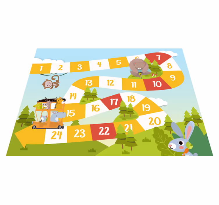 Vinyl tapijt spel cartoon dierenbordspel - TenStickers