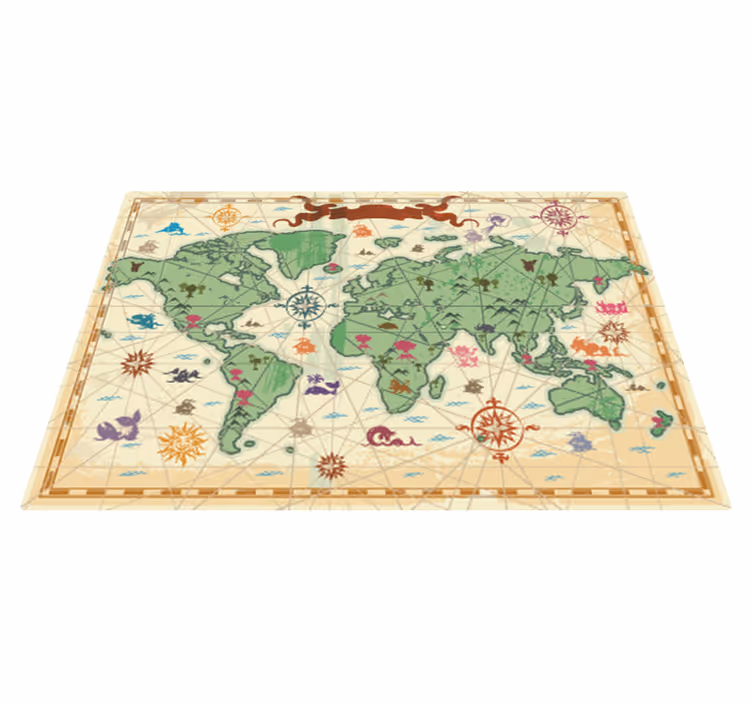 Vinyl tapijt wereldkaart kinder klassiek wereldmap - TenStickers
