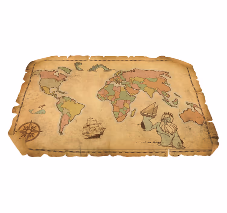Vinyl tapijt wereldkaart antiek vintage design - TenStickers