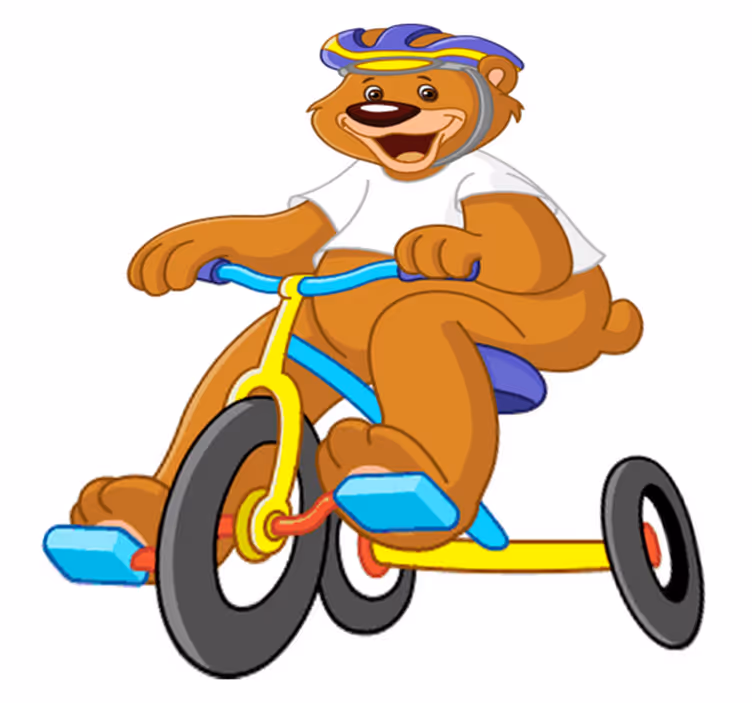 Vinyl tapijt kind fietsende beer - TenStickers