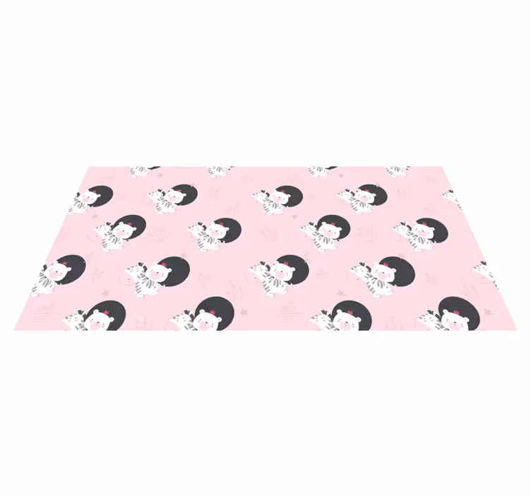 Vinyl tapijt kind baby zebra en beer meubels - TenStickers