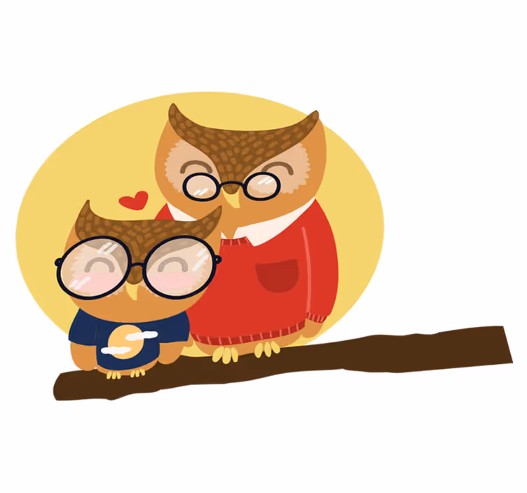 Vinyl tapijt kind uil vader en zoon - TenStickers