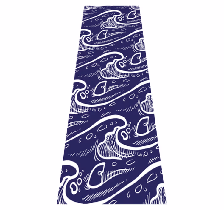 Vinyl tapijt badkamer blauwe golfpatroon achtergrond - TenStickers