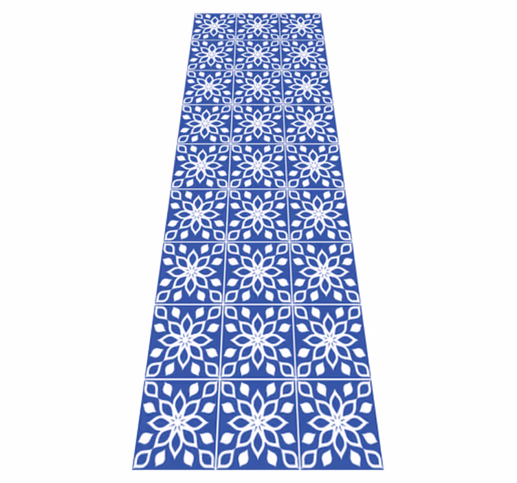 Vinyl tapijt badkamer blauw zuidelijk tegels patroon - TenStickers